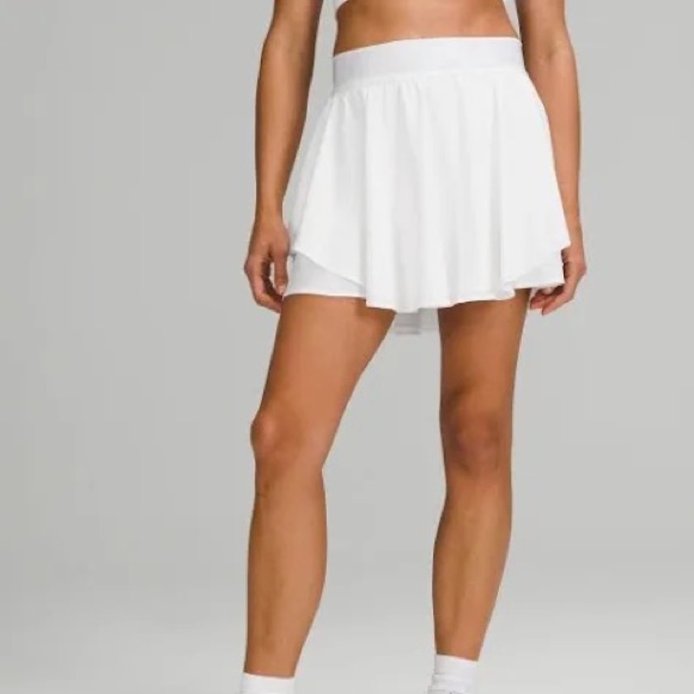 Lululemon Tennis Skirt Court Rival High-Rise Skirt Long - White - Size 6